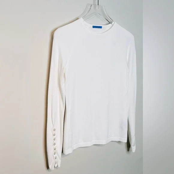 J. McLaughlin Jamey Egret White Crewneck Knit Sweater Shirt Top - Picture 5 of 15